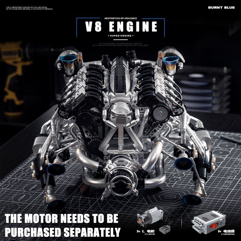 Model Kit V8 - ชุดตัวต่อเครื่องยนต์ MOC Supercar V8 - 2773