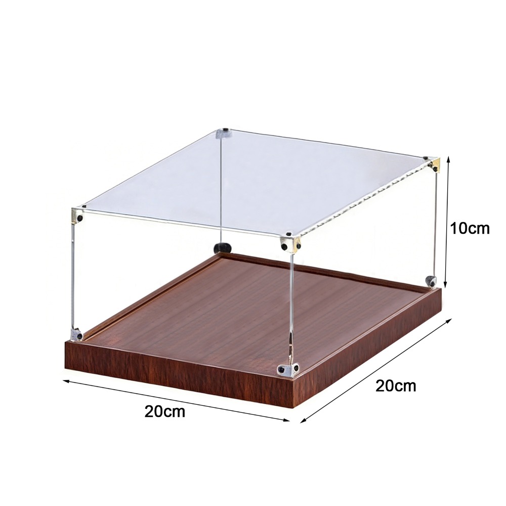 Model Kit Display Case - ตู้โชว์อะคริลิกใส ดีไซน์ซ้อนกันได้ ฐานไม้ ตู้โชว์โมเดล ประกอบโดยไม่ต้องใช้กาว กล่องเก็บของโชว์สินค้า