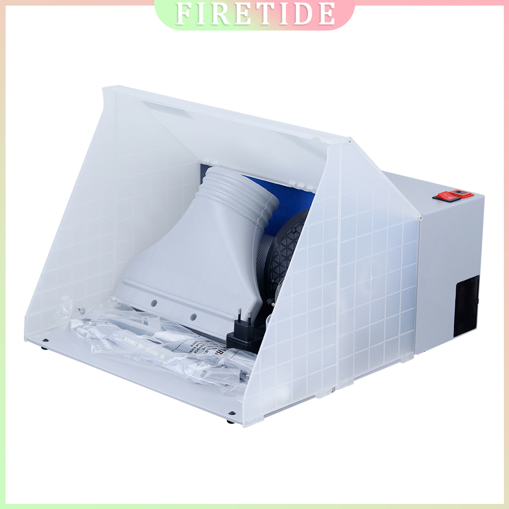 Youtube Model Kit - ชุดบูธพ่นสีแบบพกพาพร้อมหลอดไฟ LED พัดลมดูดอากาศ และตัวกรอง สำหรับงานพ่นสีด้วยแอร์บรัช งานศิลปะและงานฝีมือ