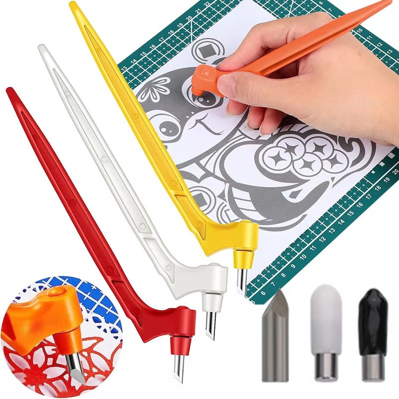 Hobby Knife Blade - ชุดเครื่องมือตัดกระดาษแบบหมุนได้ 360 องศา 1/2/4/6 ชิ้น มีดแกะสลักสแตนเลสสำหรับงาน