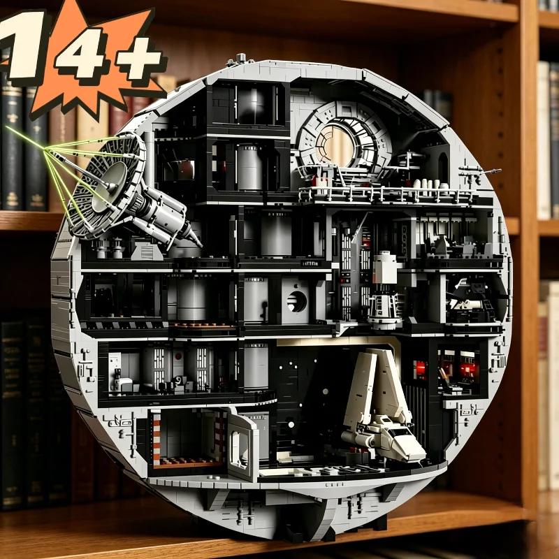 Model Kit Star Wars - มีสินค้าในสต็อก 9023 ชิ้น บล็อกประกอบดาวมรณะระดับพรีเมียมขั้นสูง ซีรีส์ UCS