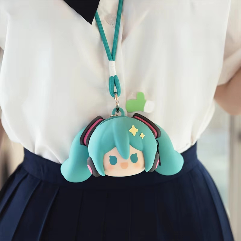 Model Kit Hatsune Miku - กระเป๋าใส่เหรียญ Hatsune Miku น่ารัก พร้อมช่องเก็บหูฟัง ลายการ์ตูน