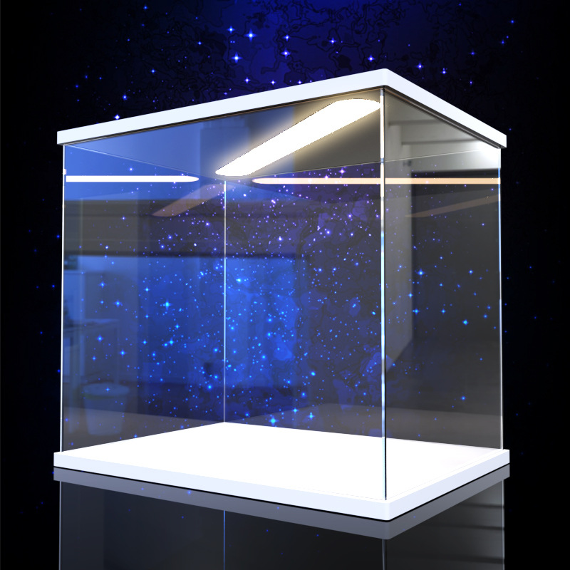 Model Kit Display Case - ตู้โชว์เชฟรอนสีขาวพรีเมี่ยมกล่องโชว์อะคริลิคใสพร้อมไฟ LED ของเล่นโมเดลรถกล่องเก็บฟิกเกอร์