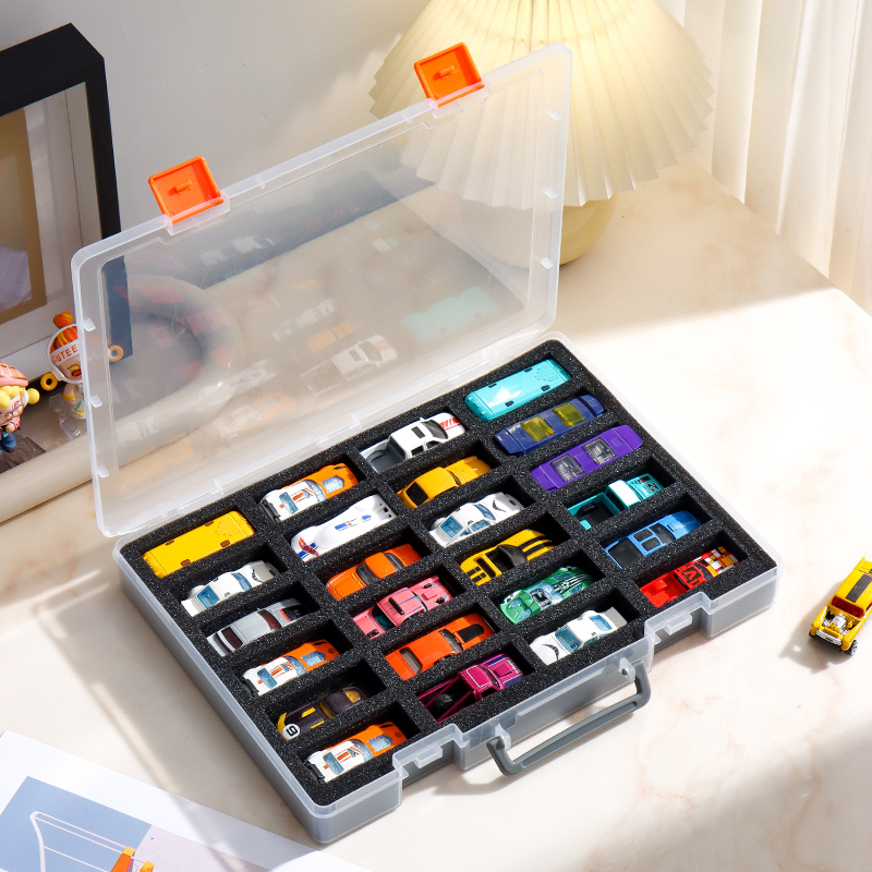Model Kit Display Case - กล่องเก็บรถสีไฟ, ที่วางโมเดลรถสเกล 1/64, กล่องโชว์รถอัลลอยด์เหมือนจริง, กล่องโชว์ใส