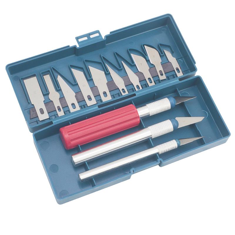 Hobby Knife Blade - ชุดมีดแกะสลักอเนกประสงค์ 13 ชิ้น พร้อมกล่องเก็บ ใบมีดหลากหลายสำหรับงาน DIY
