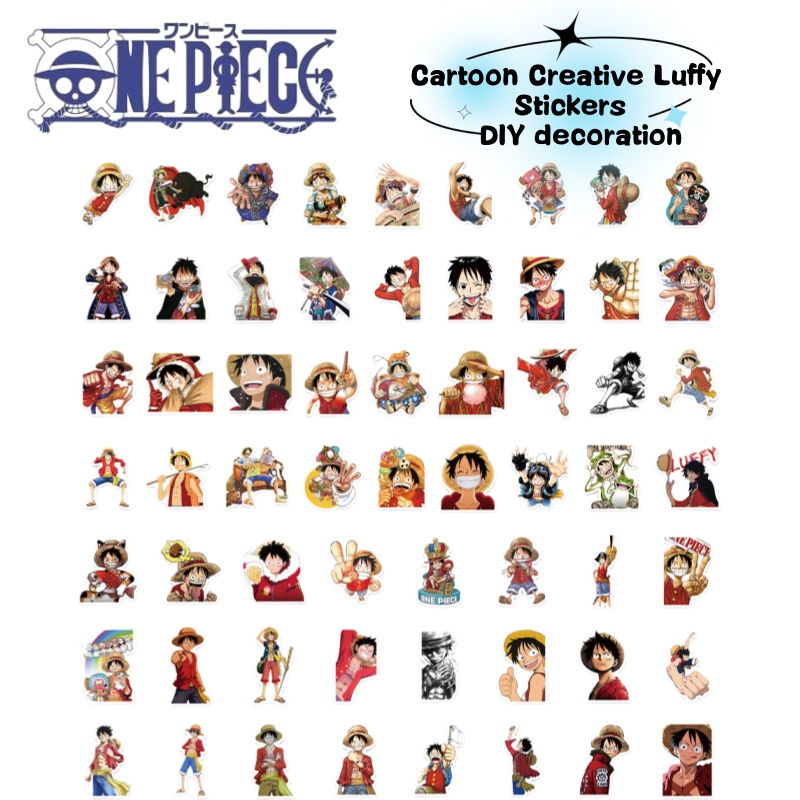Model Kit Accessories - สติกเกอร์ลายการ์ตูนลูฟี่จากอนิเมะวันพีซ สำหรับตกแต่งแก้วน้ำ เคสโทรศัพท์ กระเป๋าเดินทาง และงานตกแต่ง DIY
