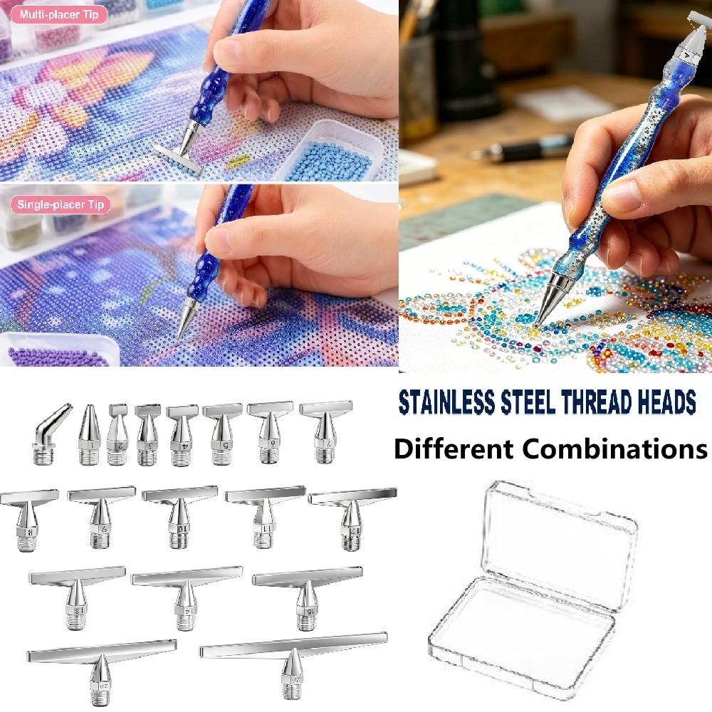 Model Kit Tools - ชุดหัวปากกาเพชรสำหรับงานเพ้นท์เพชร DIY คุณภาพสูง ทำจากสแตนเลสแบบมีเกลียว, อุปกรณ์เสริมสำหรับงานเพ้นท์เพชร DIY