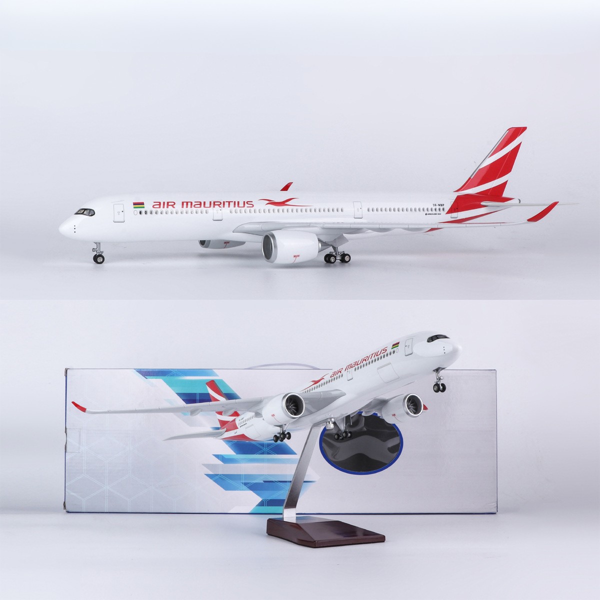 Model Kit Aircraft - เครื่องบินโมเดลมอริเชียส A350 ขนาด 47 ซม. พร้อมล้อช่วงล่าง