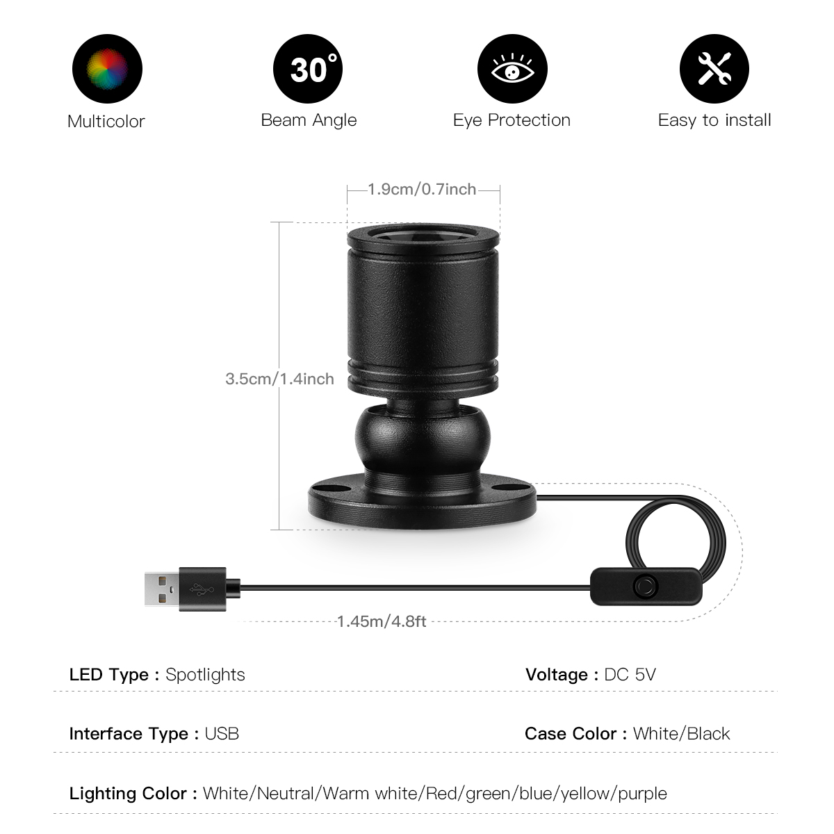8 สี MINI Spot Light 1W Rotata - Model Kit Display Case บทวิจารณ์และราคา